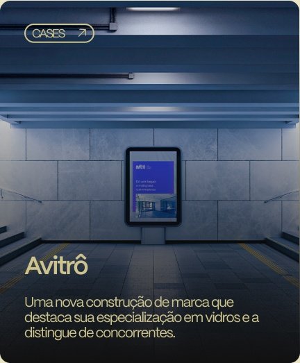 Avitrô. Uma nova construção de marca que destaca sua especialização em vidros e a distingue de concorrentes.