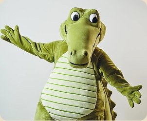 Mascote de jacaré verde