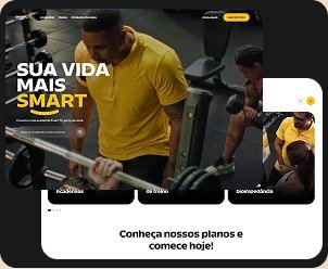 Site Smart Fit com identidade visual amarela e preta